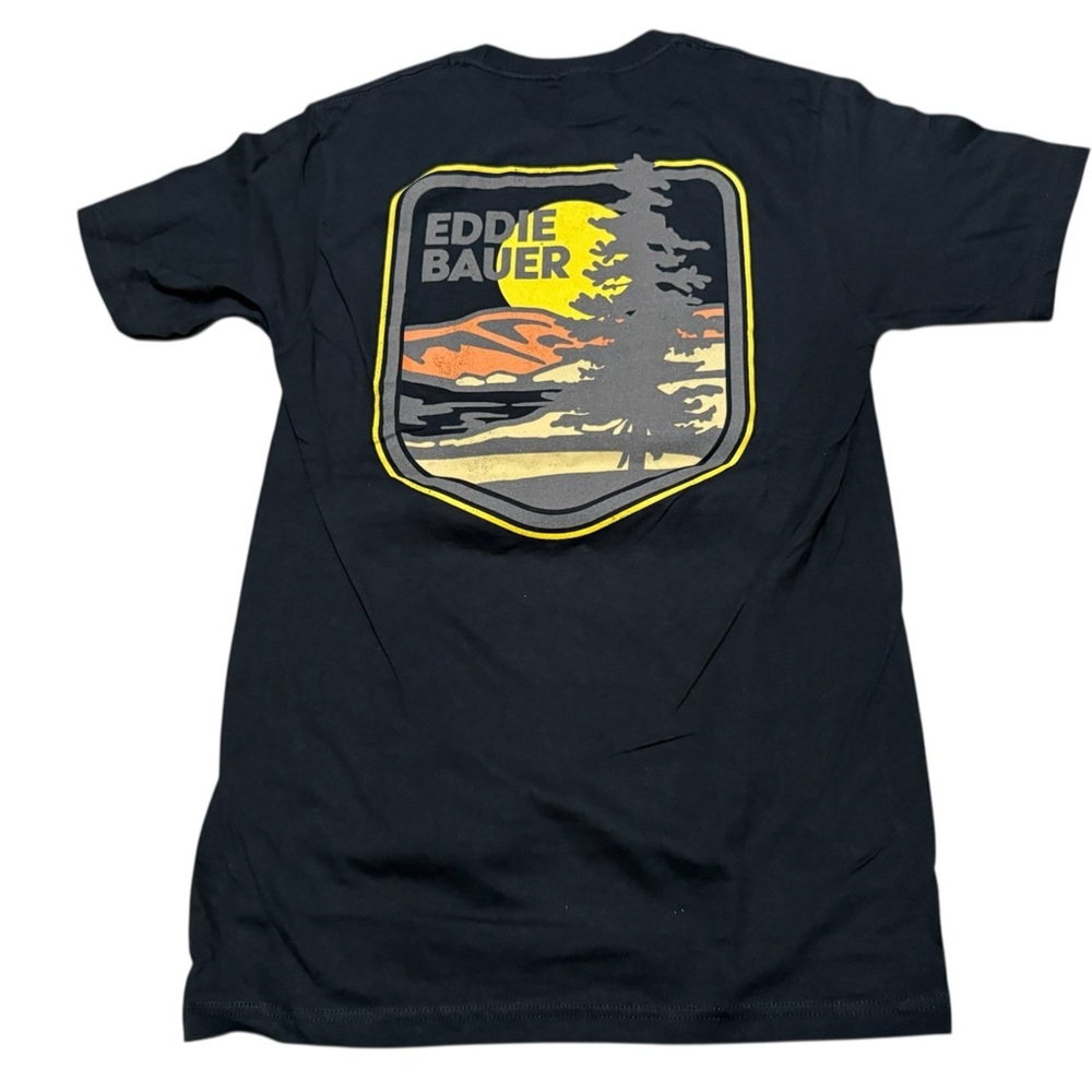 Eddie Bauer men’s Black Short‎ Sleeve Tee back Vintage Graphic size small